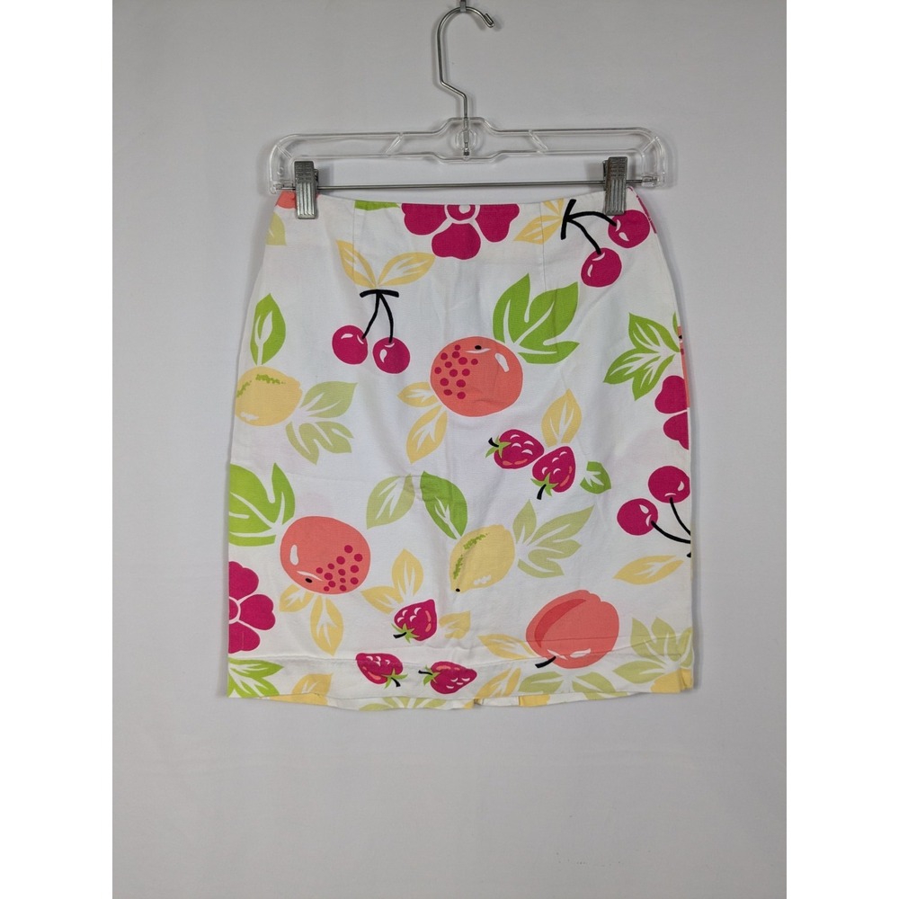 Talbots Y2K Skirt Cottagecore Boho Artsy Multicolor 90s Fruit Print Preppy A044